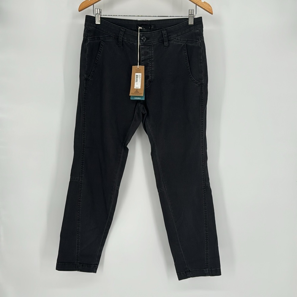 NWT PrAna Janessa 2 Way Stretch Button Fly Cropped Woven Pant In Charcoal Size 8 - Picture 2 of 8
